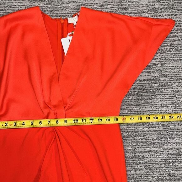 NWT Ted Baker Ellame Wrap Over Flutter Sleve Bodycon Shift Large Orange - Picture 9 of 12